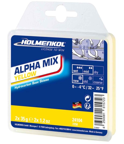 Holmenkol Alpha Mix yellow 2 x 35g, 0° bis -4° C